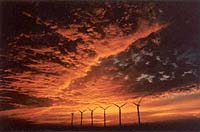 sunrise over turbines