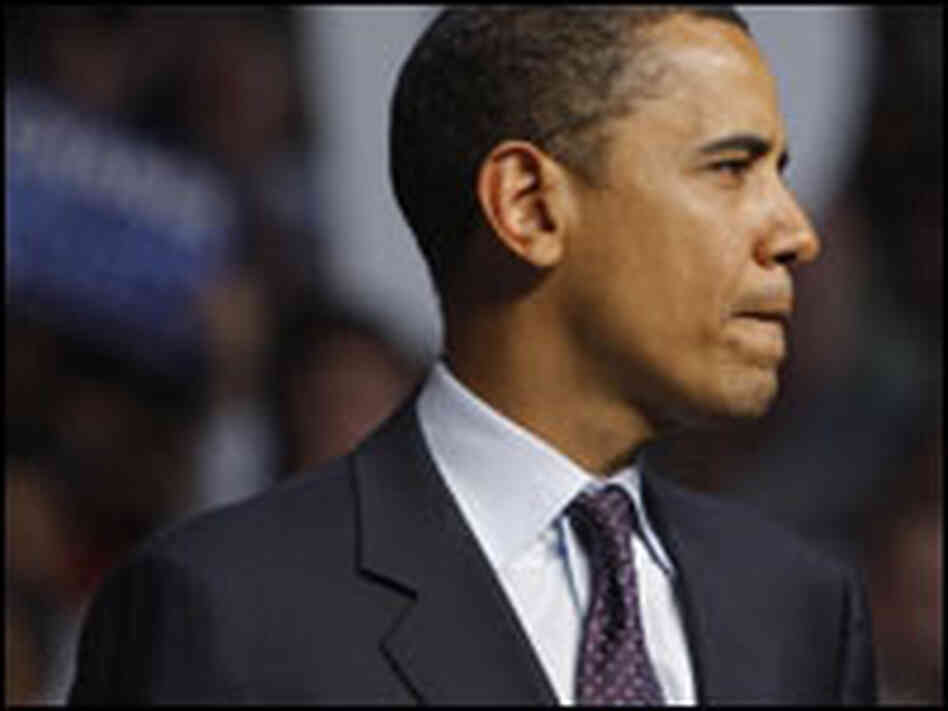 Democratic presidential hopeful Sen. Barack Obama at a rally in Evansville, Ind., on Tuesday Democratic presidential hopeful Sen. Barack Obama at a rally in Evansville, Ind., on Tuesday
