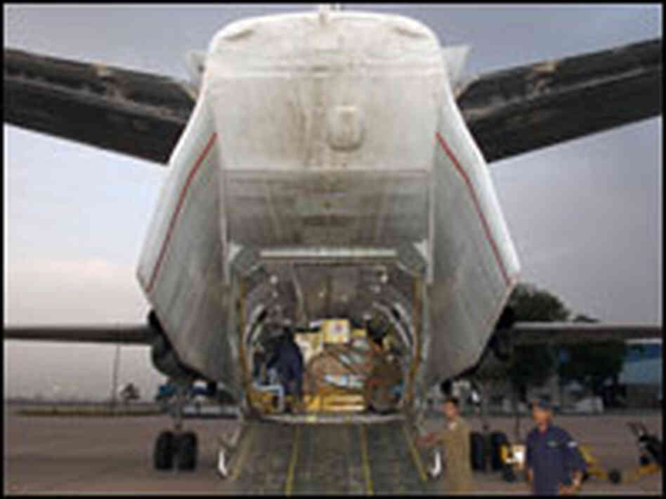 Relief supplies bound for cyclone-ravaged Myanmar are loaded in Delhi, India. Relief supplies bound for cyclone-ravaged Myanmar are loaded in Delhi, India.