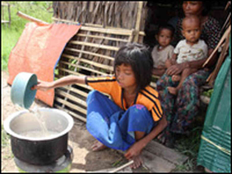 A young girl at a temporary shelter in Myanmar A young girl at a temporary shelter in Myanmar
