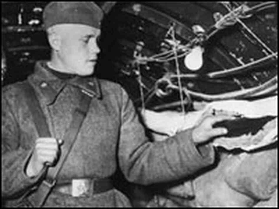A Soviet soldier inside the tunnel A Soviet soldier inside the tunnel