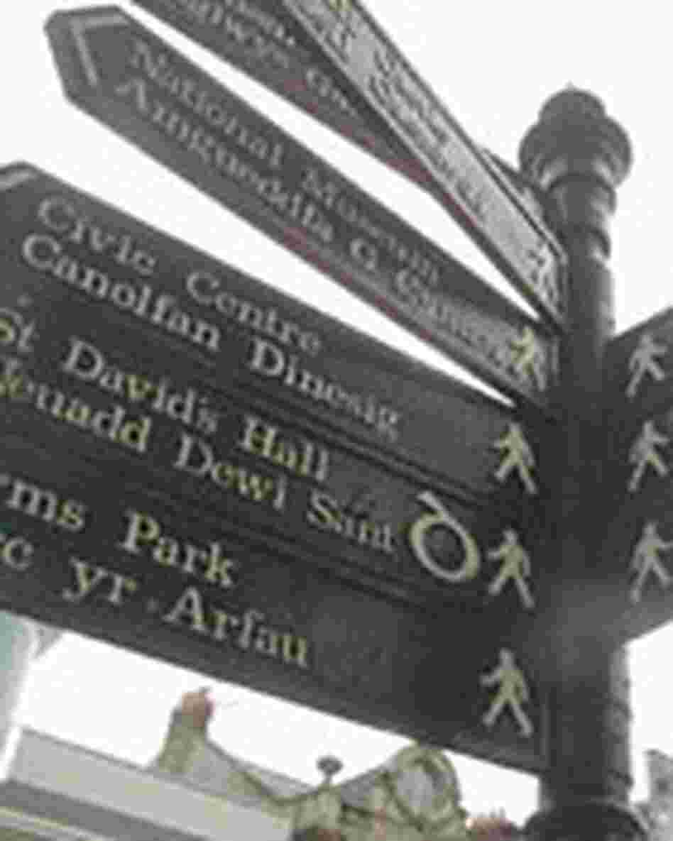 Signs in both English and Welsh Signs in both English and Welsh