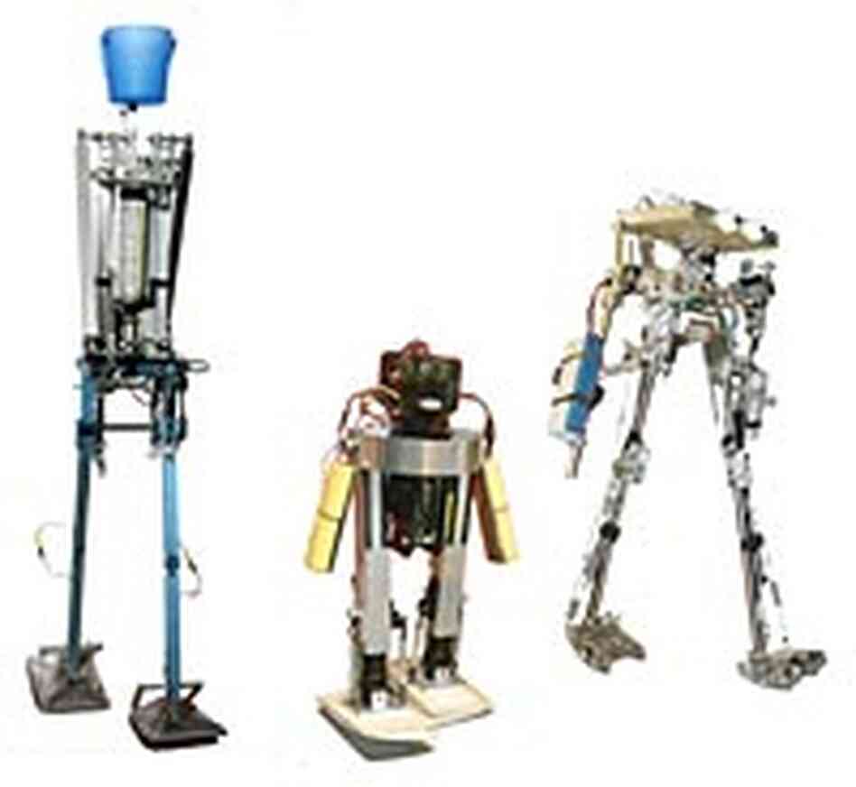 Left to right: Delta, MIT and Cornell walking robots.