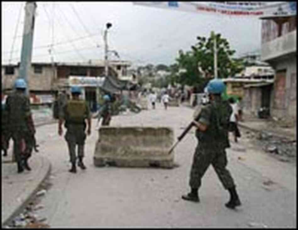 U.N. peacekeepers patrol in Port-au-Prince. 