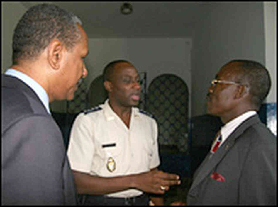 Haitian National Police Chief Mario Andresol (center) has become a symbol of reform in Haiti. Haitian National Police Chief Mario Andresol (center) has become a symbol of reform in Haiti.