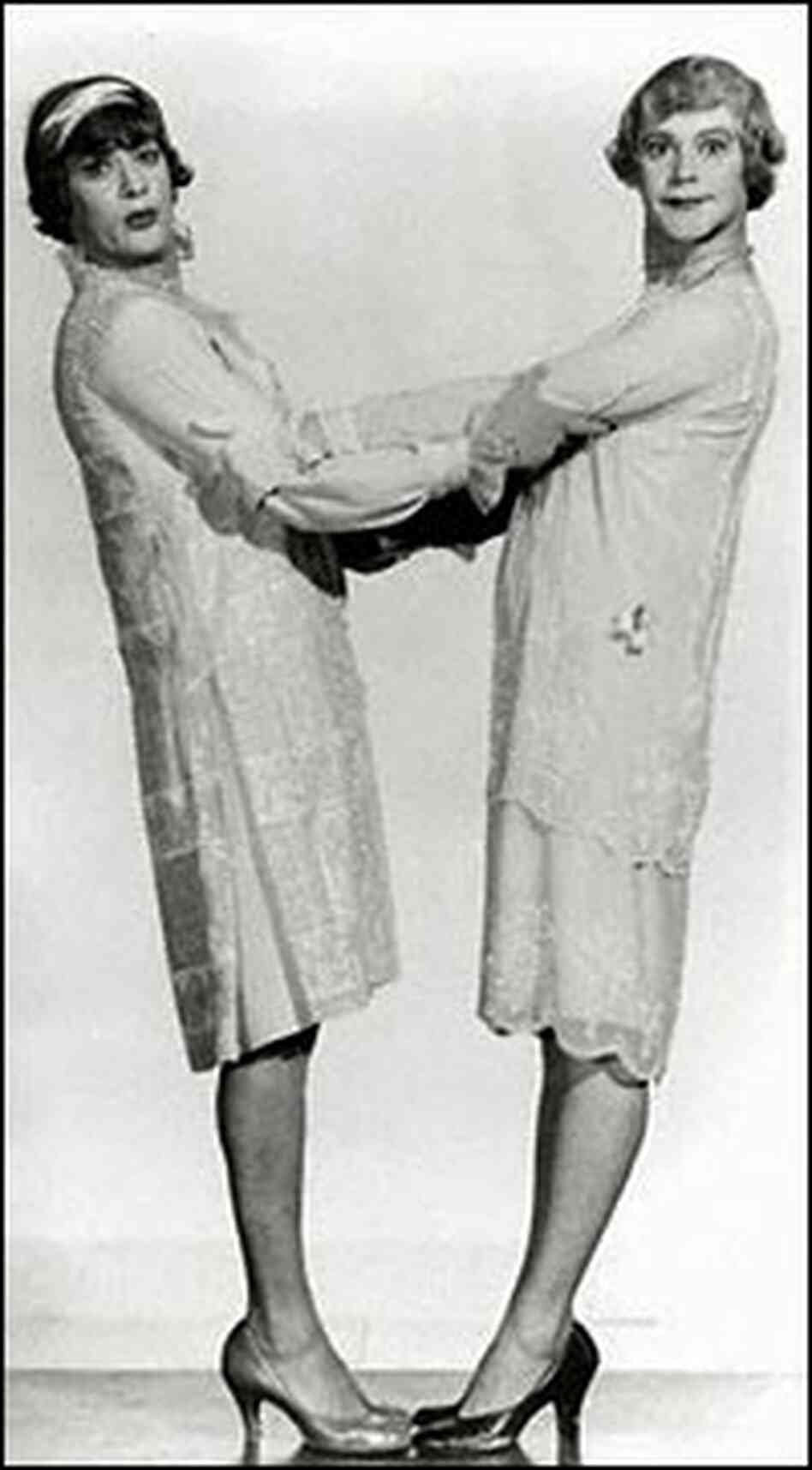 Tony Curtis and Jack Lemmon on the set of the 1959 cross-dressing classic 'Some Like it Hot' Tony Curtis and Jack Lemmon on the set of the 1959 cross-dressing classic 'Some Like it Hot'