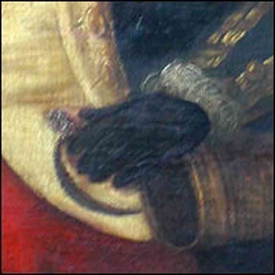 Detail of the hand before restoration -- click on 'enlarge' to see the results after the surface bla