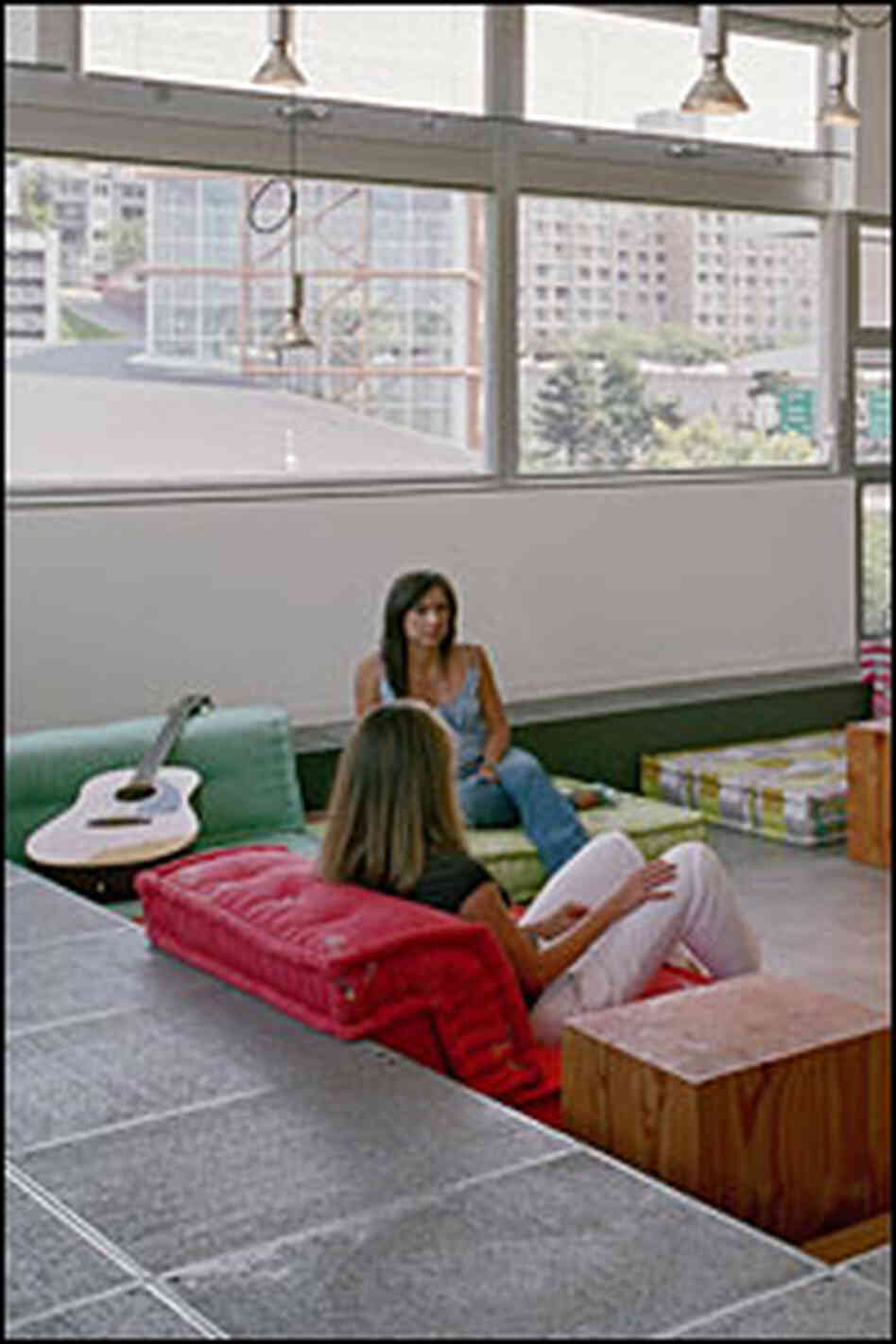 A sunken lounge at the Seattle advertising agency Cole & Weber