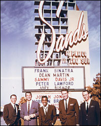 Rat Pack poses in front of Sands sign