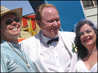 Charles Phoenix, far left, poses with the happy couple.