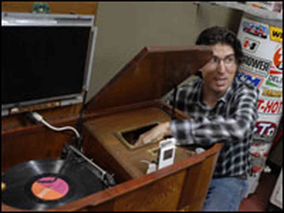 Mr. Jalopy rewired an old stereo with an iPod and a computer screen