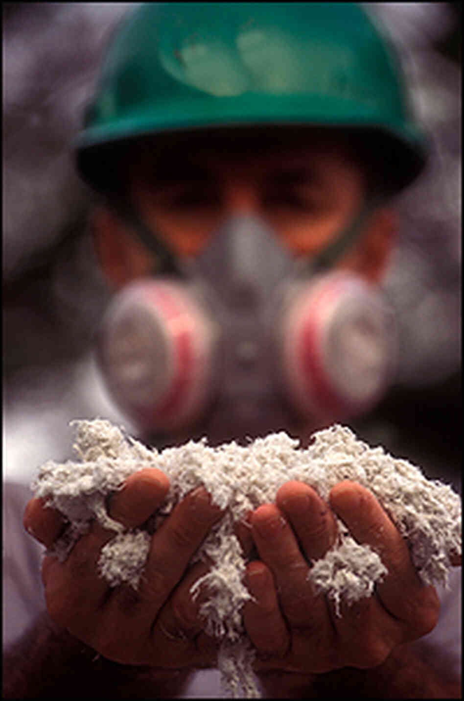 Worker holding asbestos Worker holding asbestos