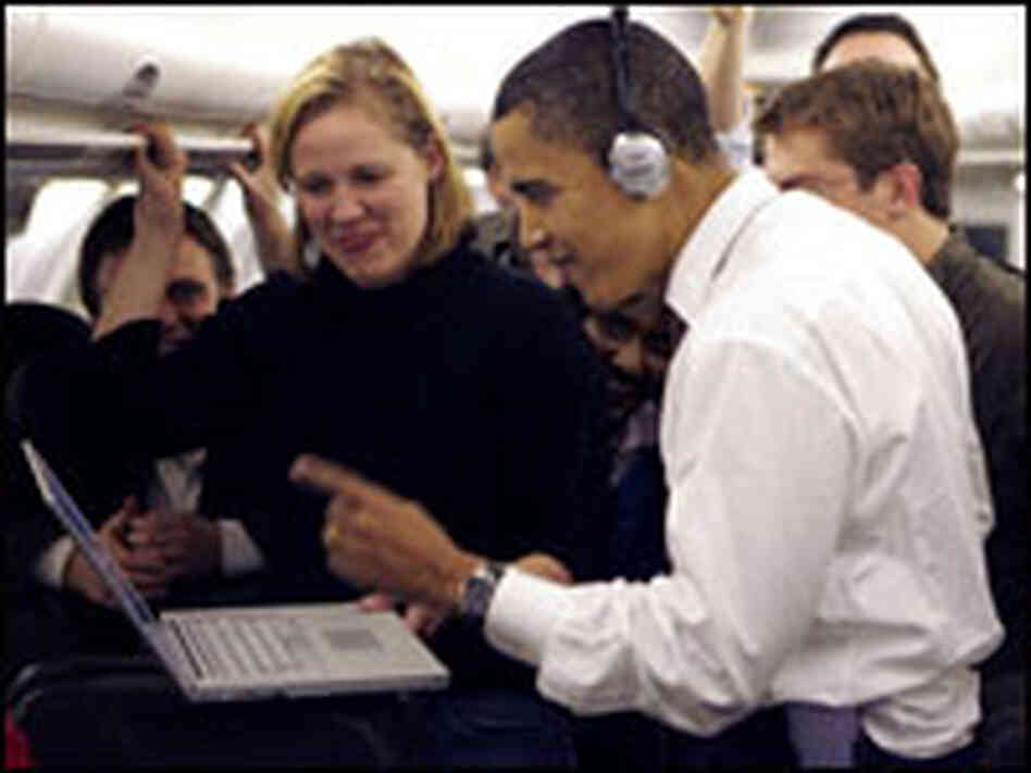 Barack Obama watches a rally video on a laptop in February. Barack Obama watches a rally video on a laptop in February.