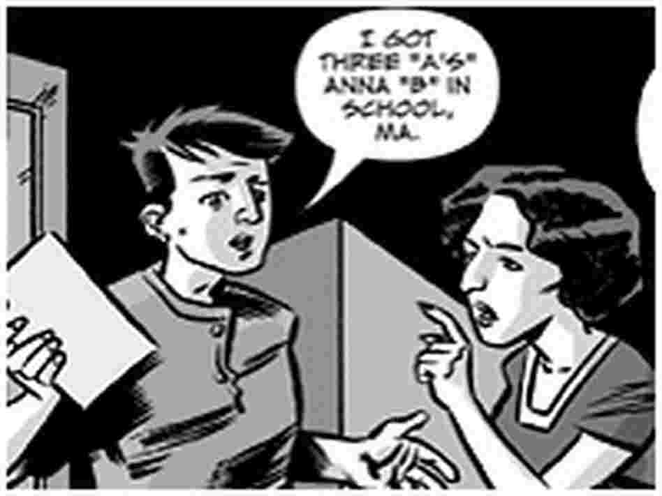 The artist and his mother discuss school.