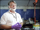 Dr. Cataldie describes the process of fingerprinting Hurricane Katrina victims . Dr. Cataldie describes the process of fingerprinting Hurricane Katrina victims .