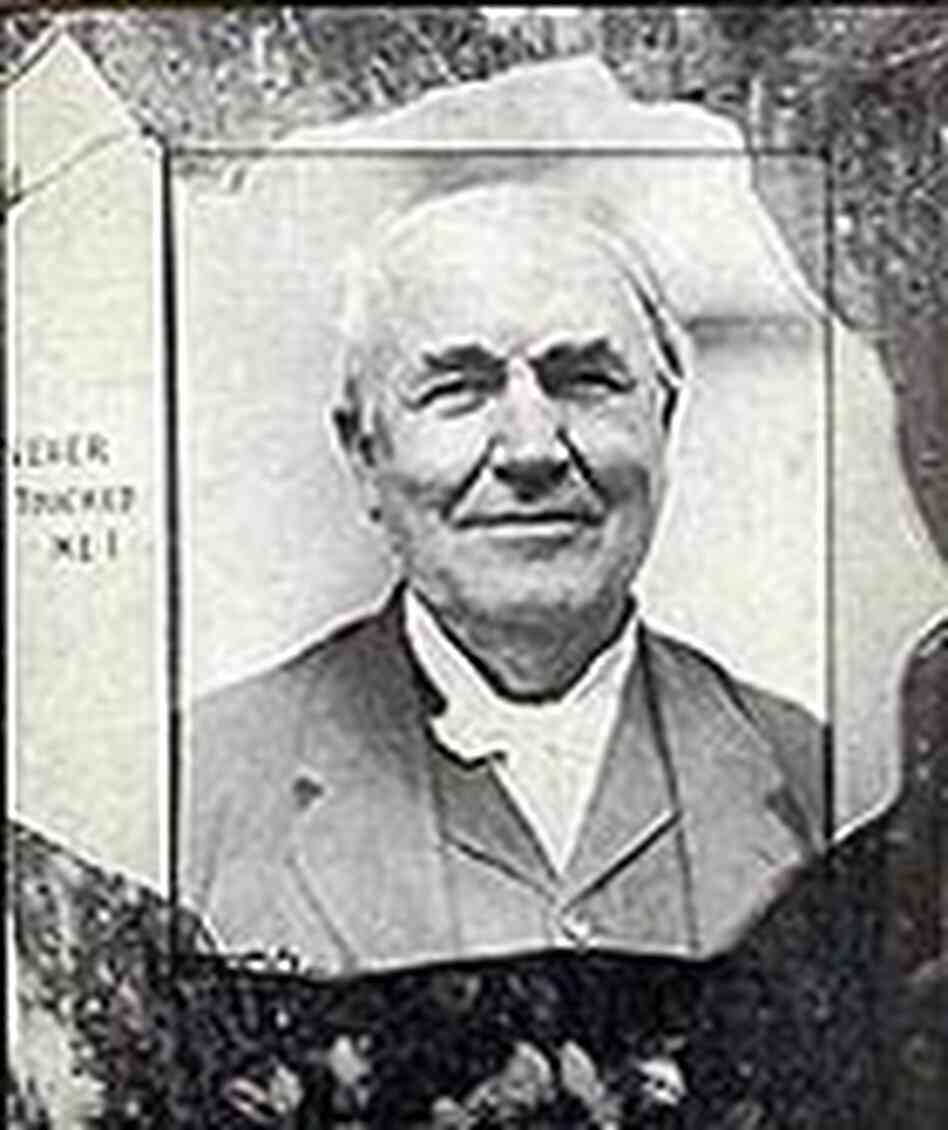 A Charred photo of Edison found after his factory burned down. A Charred photo of Edison found after his factory burned down.