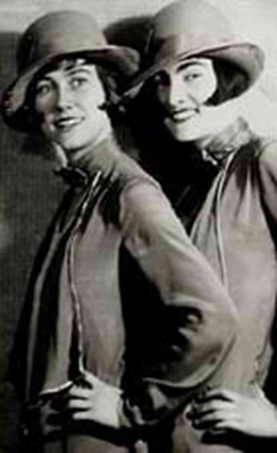 Gay and Lu Matthews in stylish hats and suits, 1929. Gay and Lu Matthews in stylish hats and suits, 1929.