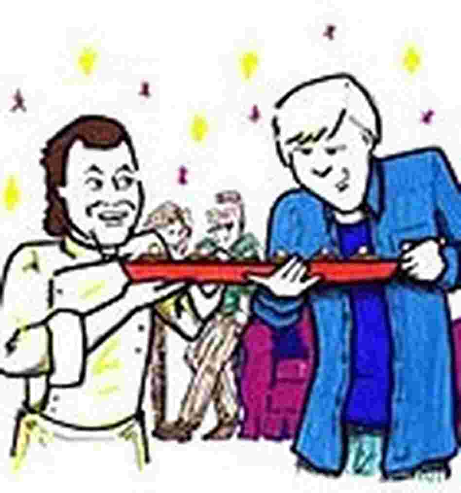 Wolfgang Puck presents his smoked salmon dish to Bob. Wolfgang Puck presents his smoked salmon dish to Bob.