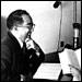 Poet Langston Hughes is interviewed in 1963 on Pacifica's KPFA in Berkeley, Calif. Photo: Pacifica Radio Archives