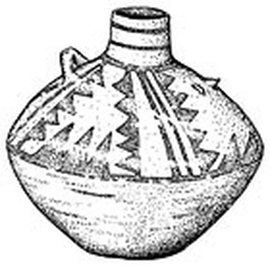 Drawing of an intact Anasazi (ancient Indian) pot Drawing of an intact Anasazi (ancient Indian) pot