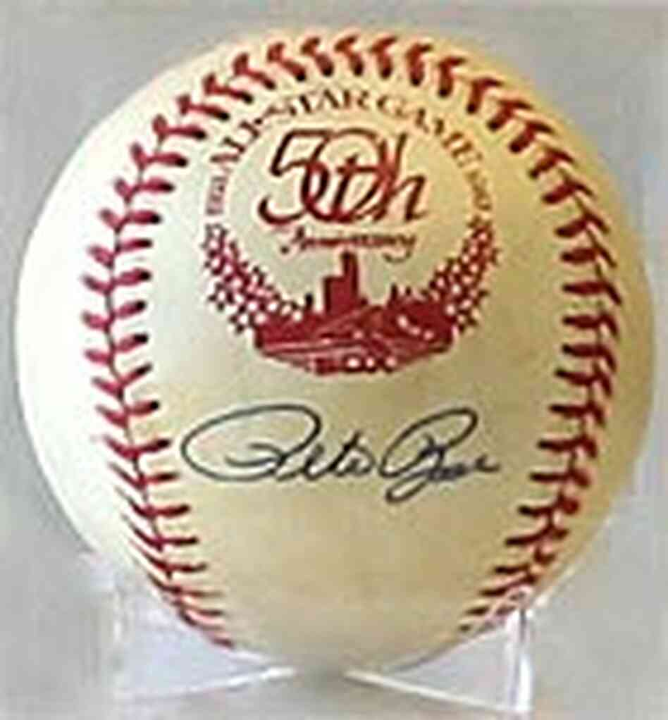 A 1983 All-Star Game baseball signed by Pete Rose. A 1983 All-Star Game baseball signed by Pete Rose.