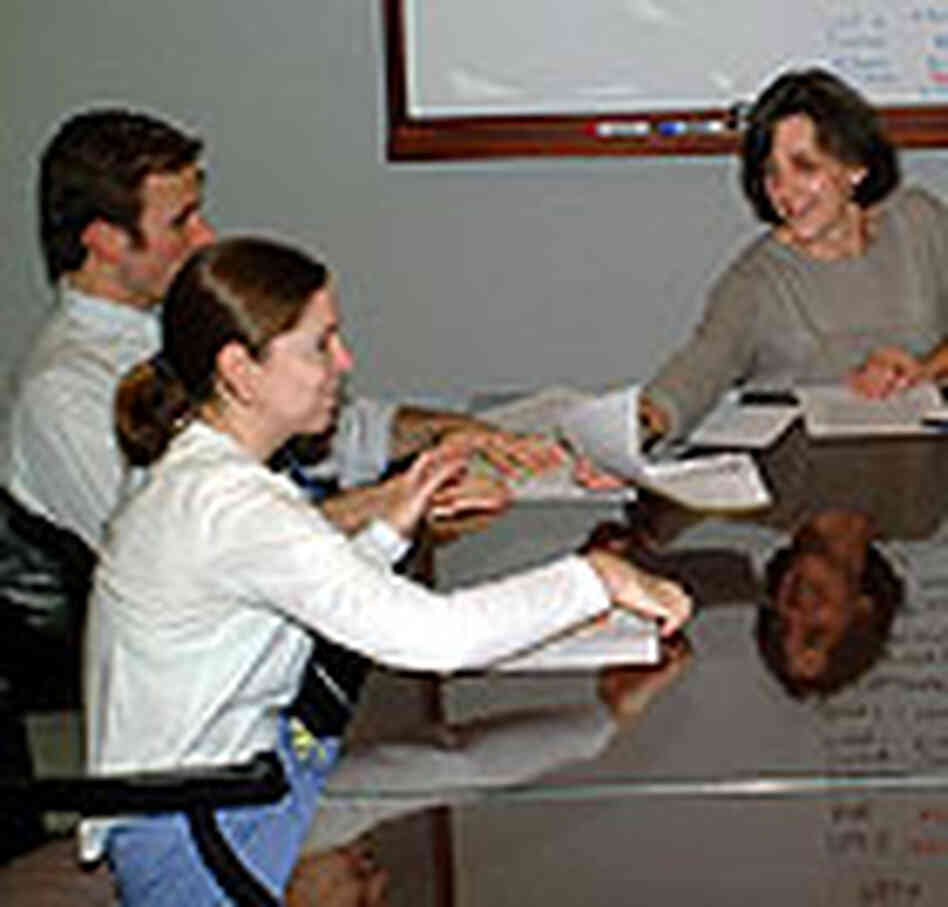 Charon, right, with two of her narrative medicine students, Anne Rogness and George Stapleton. Charon, right, with two of her narrative medicine students, Anne Rogness and George Stapleton.