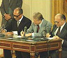 Carter, Begin, Sadat sign Camp David Accords