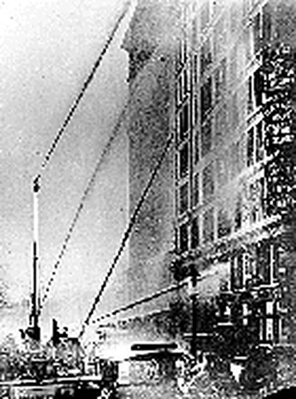 Crews work to put out the fire. Crews work to put out the fire.