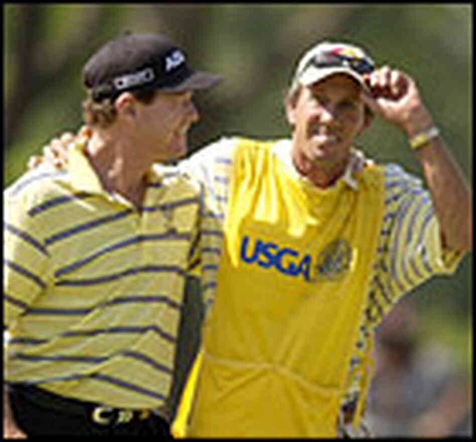 PGA legend Tom Watson and caddy Bruce Edwards on the course. Credit: Golf Digest PGA legend Tom Watson and caddy Bruce Edwards on the course. Credit: Golf Digest