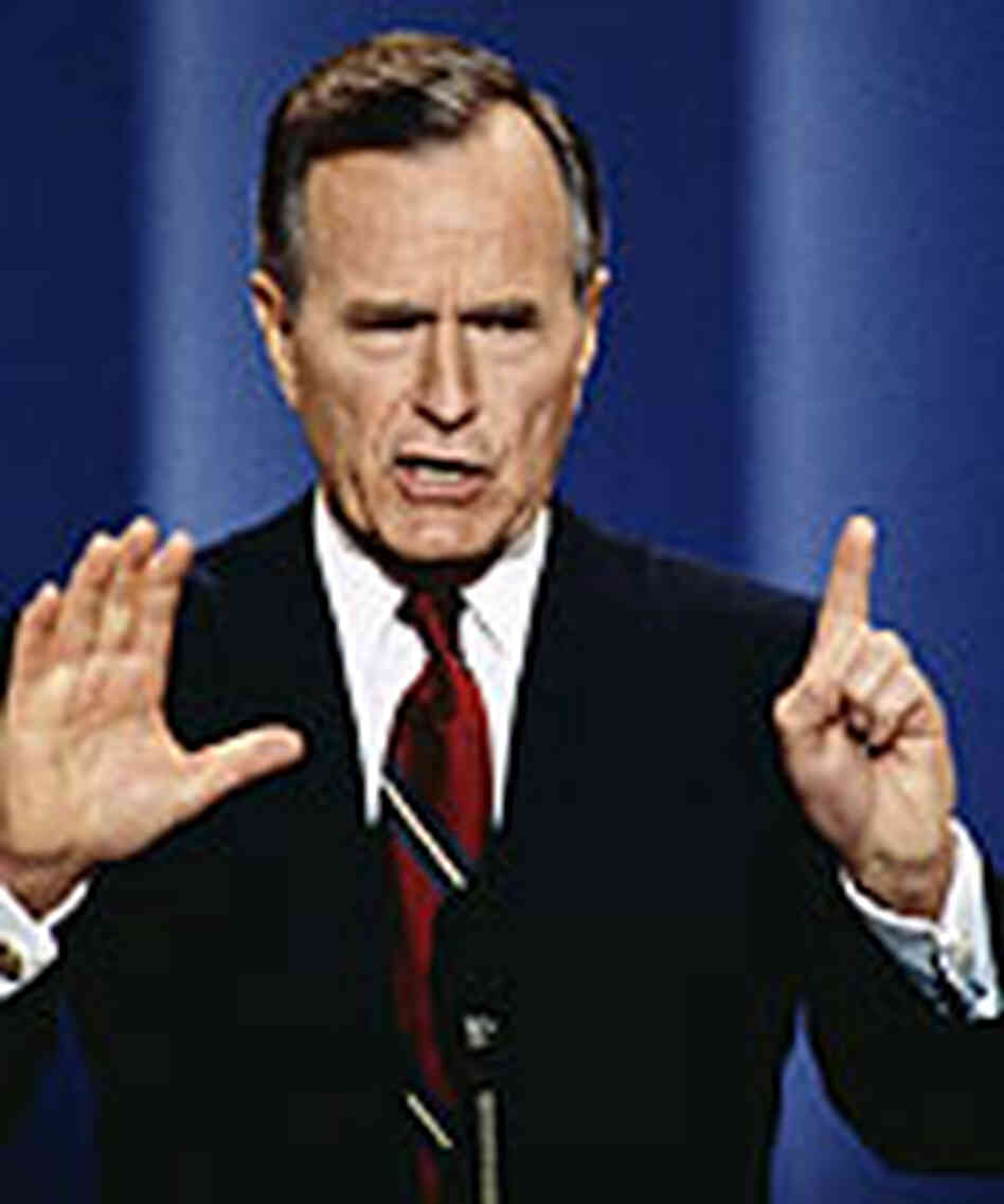 President George H.W. Bush addresses the Republican Convention in 1992. President George H.W. Bush addresses the Republican Convention in 1992.
