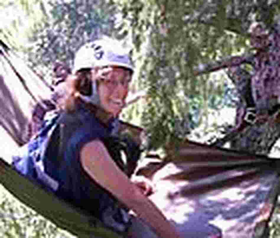 Levine settles into her lofty hammock. Levine settles into her lofty hammock.