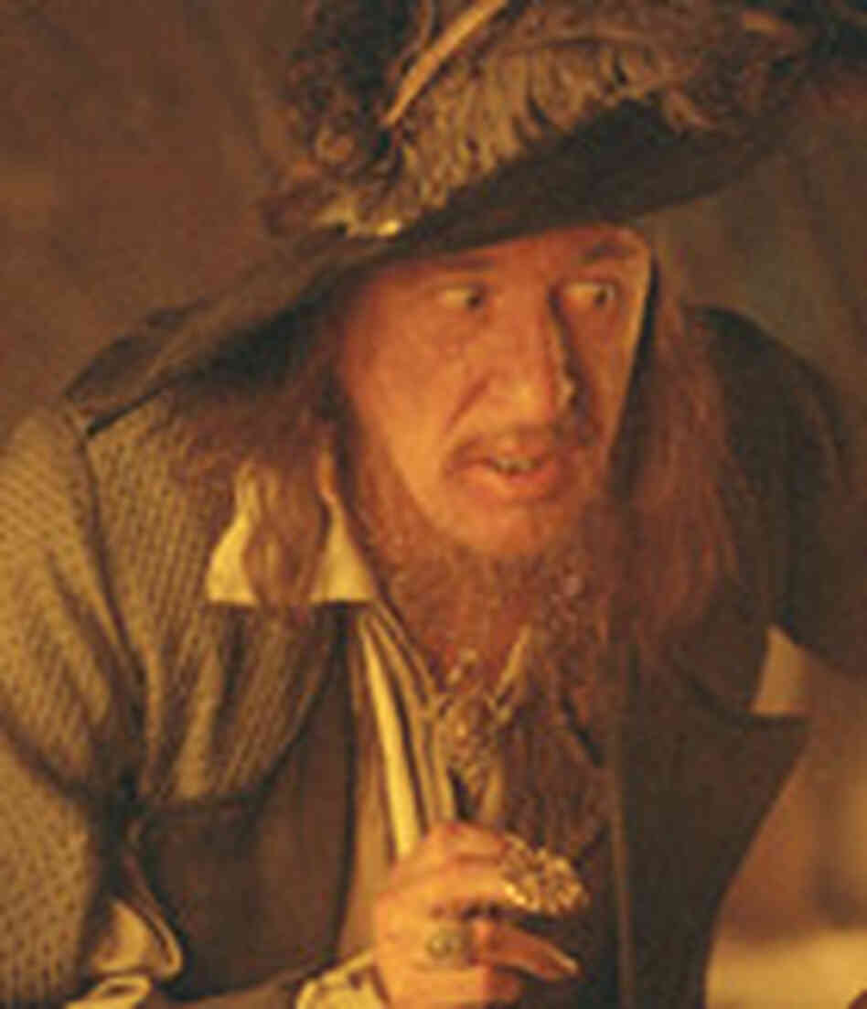 Rush, transformed into the pirate Barbossa. Rush, transformed into the pirate Barbossa.