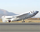 SpaceShipOne, one of the X Prize entrants, lands during a test flight.