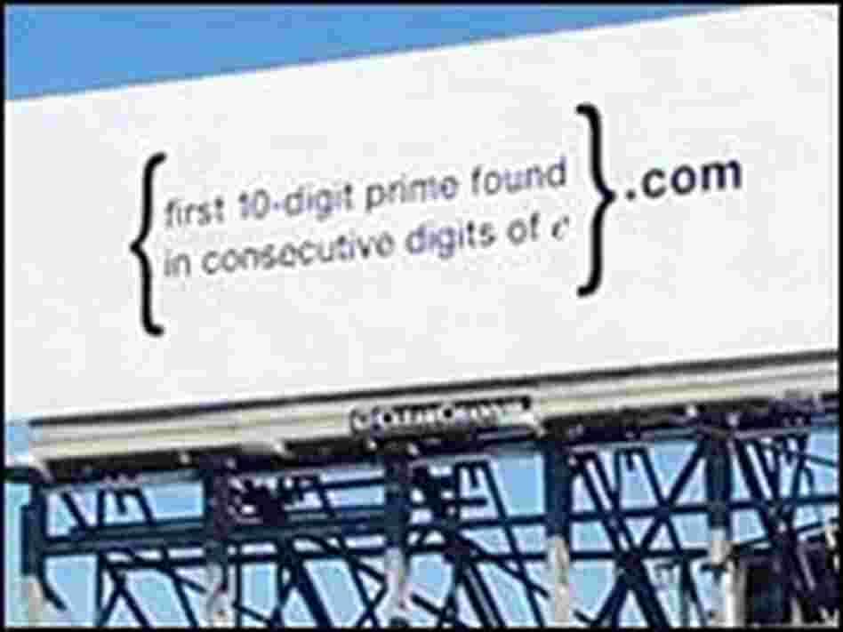 The problem appears on a billboard along Highway 101 in California's Silicon Valley. The problem appears on a billboard along Highway 101 in California's Silicon Valley.