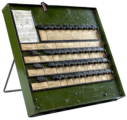 An automatic voting machine model circa 1944.