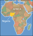 Nigeria is on the west coast of Africa. Credit: NPR.