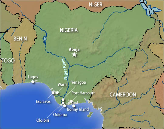 Nigeria is on the west coast of Africa. Credit: NPR.