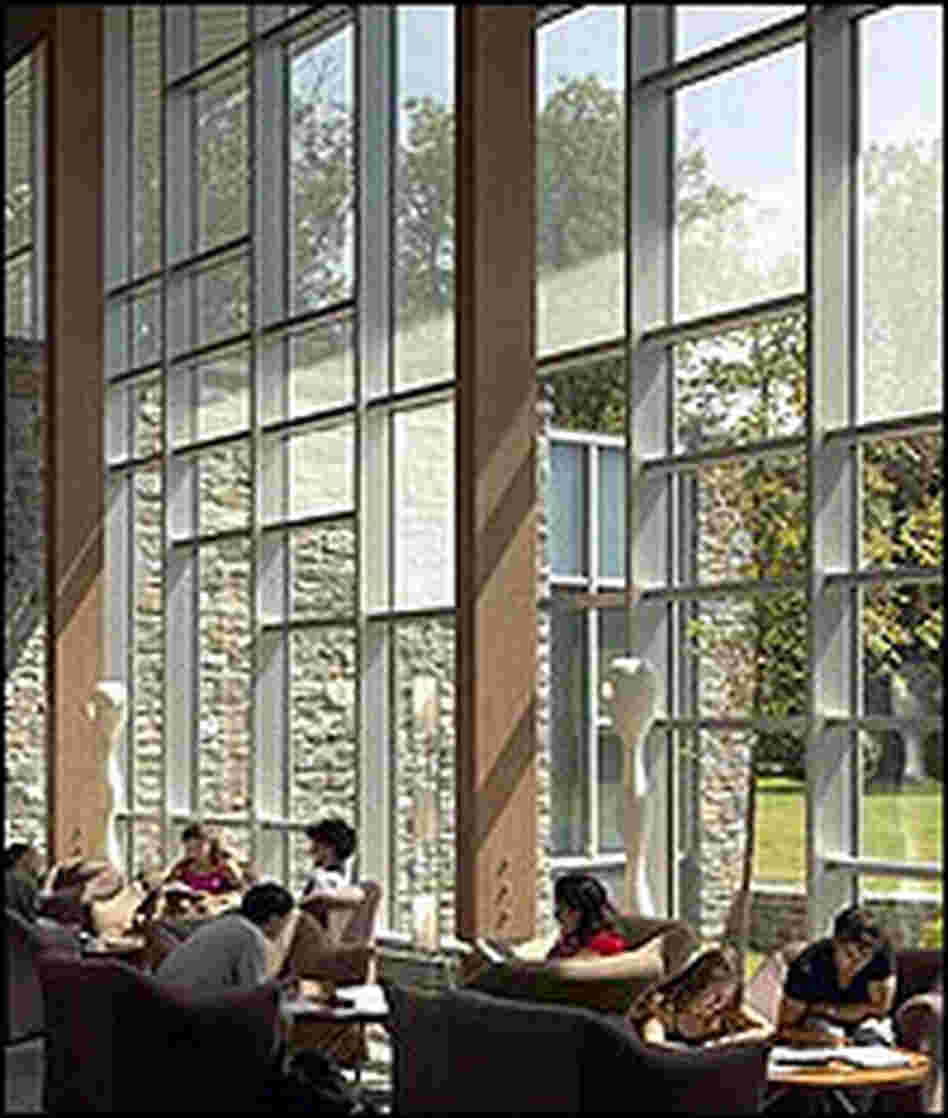 Swarthmore College's new science center combines clear glass with bird-friendly fritted glass. 