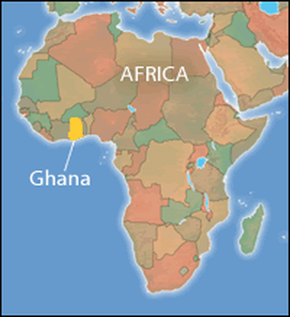 Map of Ghana in West Africa