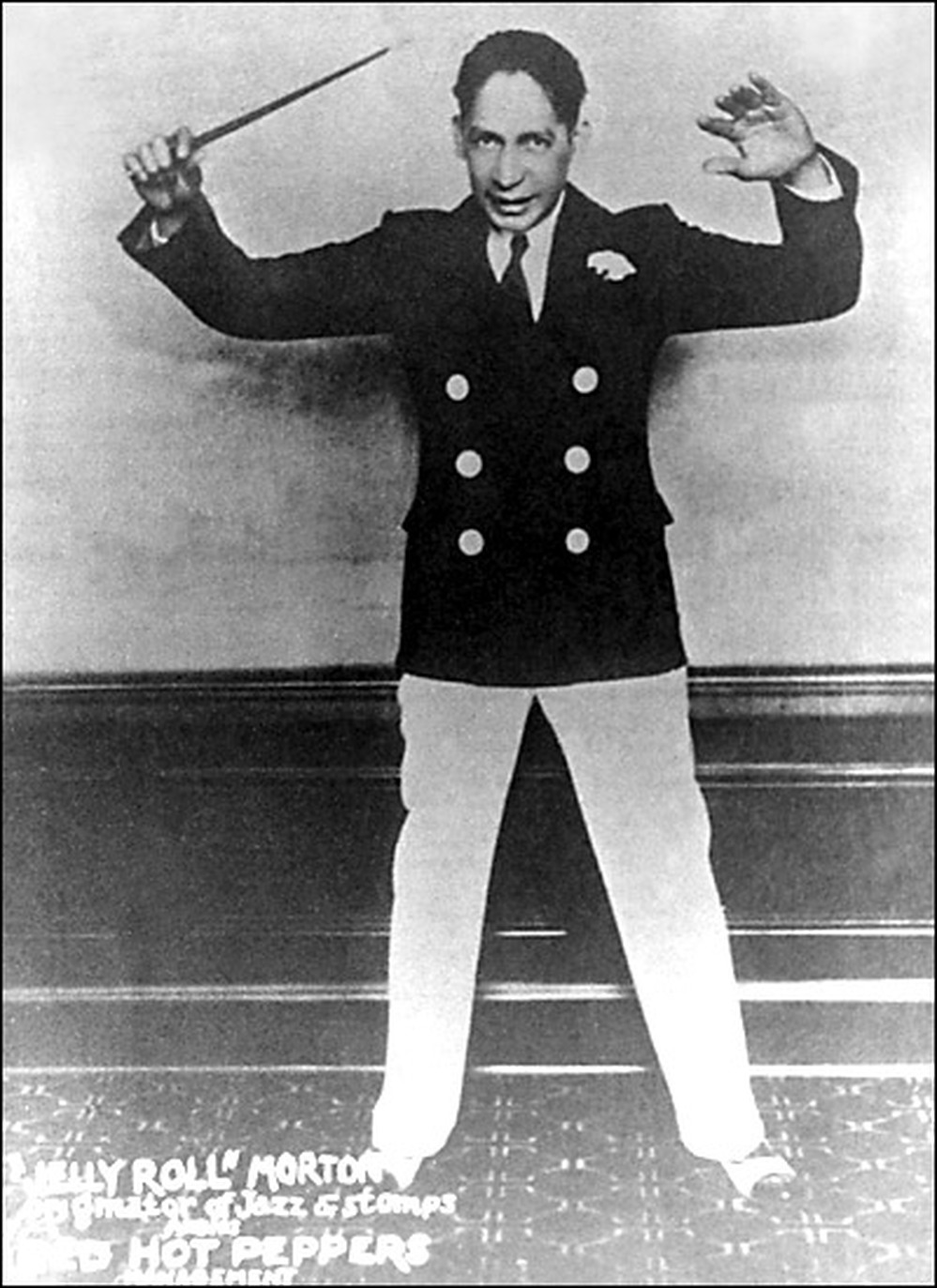 Jelly Roll Morton with a baton. Credit: Rounder Records.