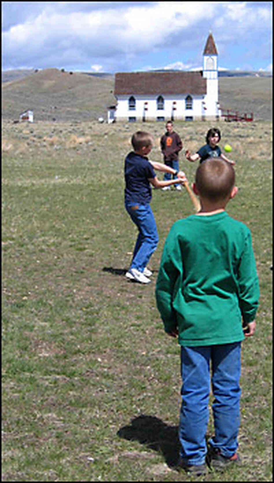 Kids outside Lennep Elementary in Meagher County, Mont. Credit: Neenah Ellis. Kids outside Lennep Elementary in Meagher County, Mont. Credit: Neenah Ellis.
