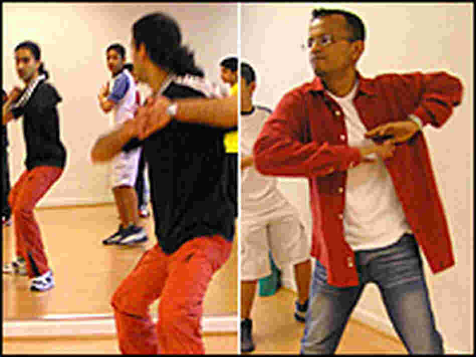 Bollywood dance class instructor Samson Kohletkar, and student Sandip Roy. Bollywood dance class instructor Samson Kohletkar, and student Sandip Roy.