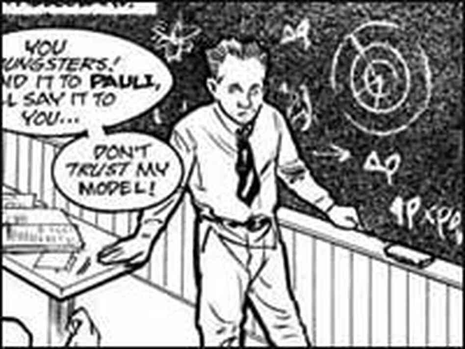 Physicist Werner Heisenberg as featured in a panel from 'Suspended a Language'