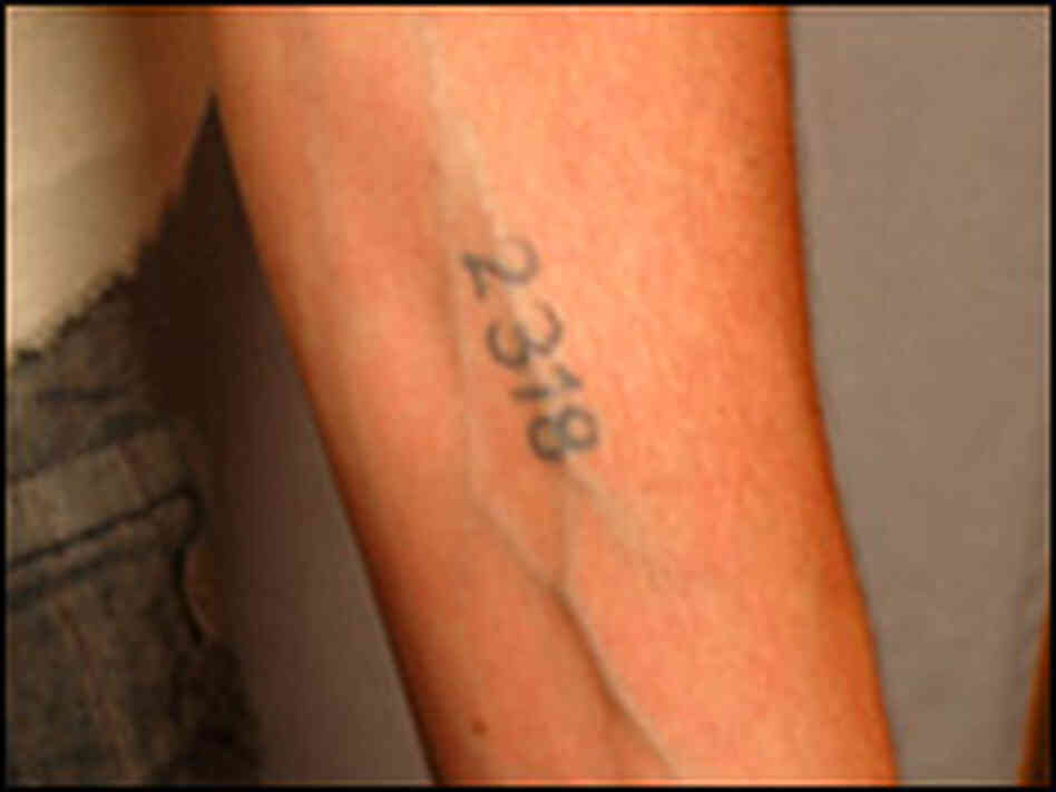 Concentation camp number of Magda Blau is tatooed on Debra Fisher's arm. Courtesy of StoryCorps Concentation camp number of Magda Blau is tatooed on Debra Fisher's arm. Courtesy of StoryCorps