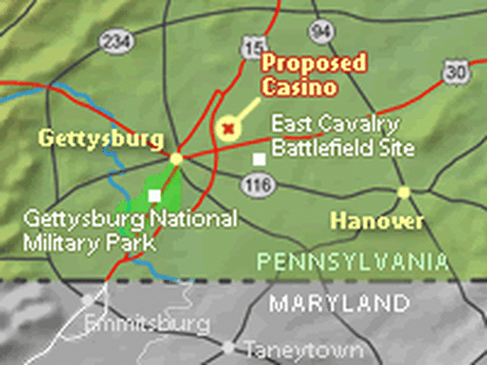 American Battlefield Trust’s map of the proposed casino site near Gettysburg