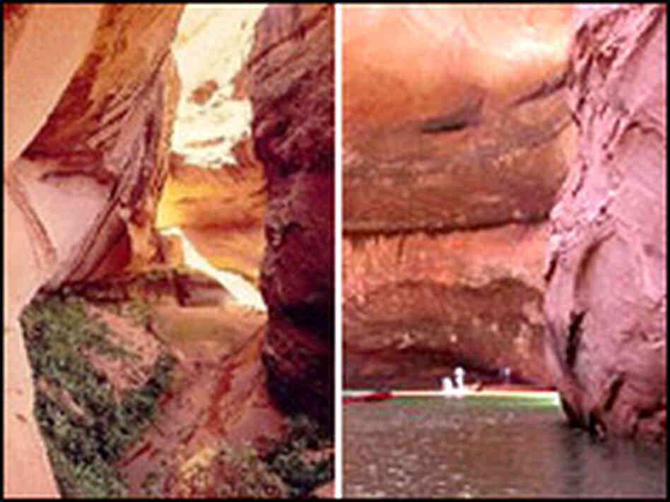 The "Cathedral in the Desert" in 1964, left, before Glen Canyon was flooded to make Lake Powell. The "Cathedral in the Desert" in 1964, left, before Glen Canyon was flooded to make Lake Powell.