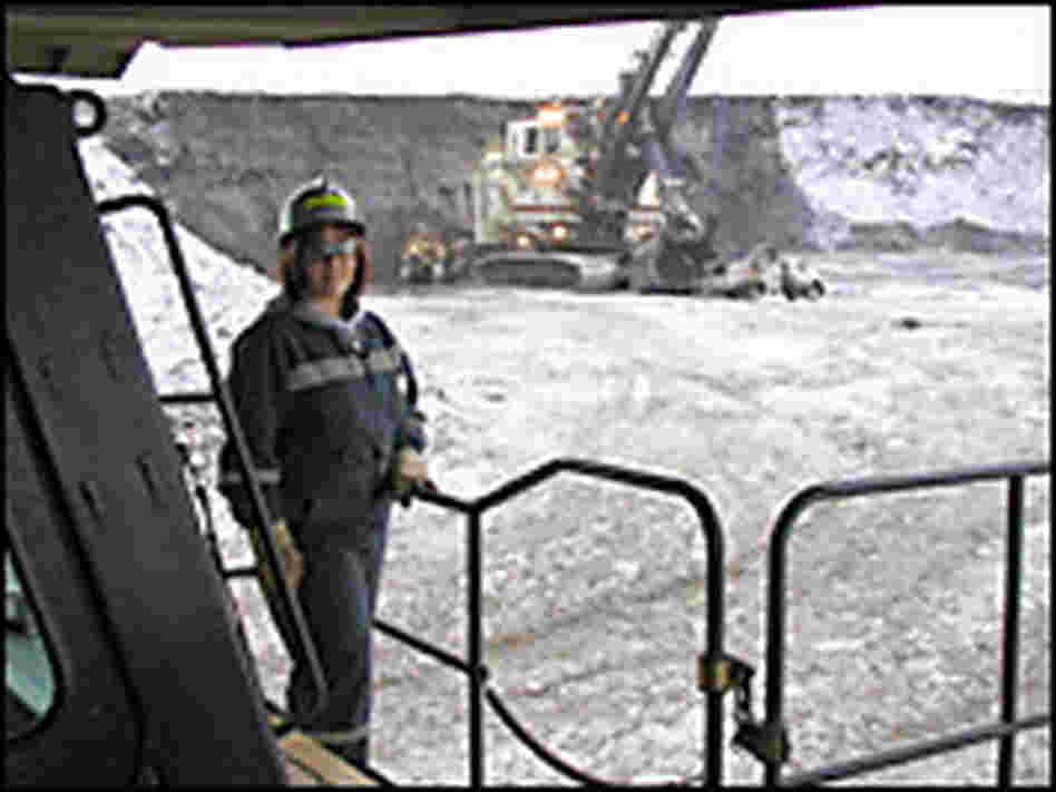 Sharon Nash, mild-mannered Canadian driver of a 400-ton dump truck. Credit: Martin Kaste, NPR.