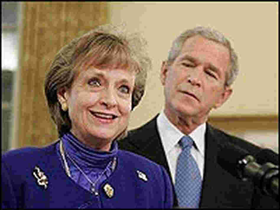 White House Counsel Harriet Miers and President Bush. White House Counsel Harriet Miers and President Bush.