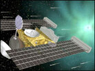 Illustration of Stardust combing through Wild 2's cloudy exterior. Illustration of Stardust combing through Wild 2's cloudy exterior.