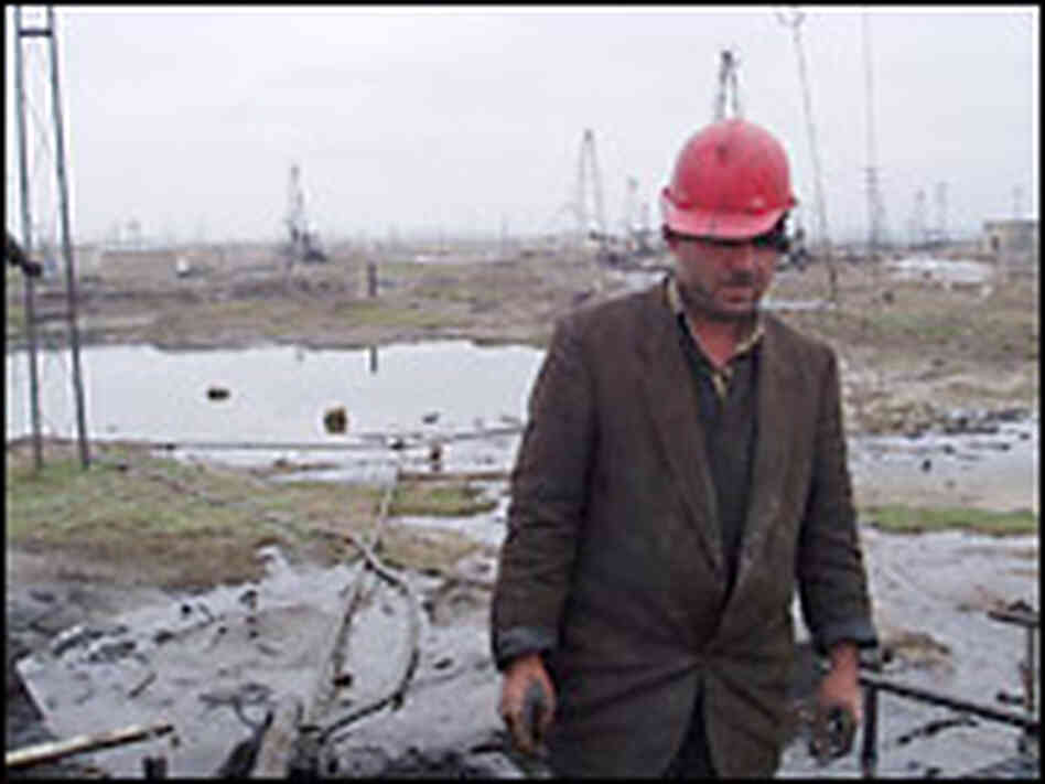 An Azerbaijani oil worker